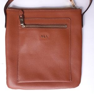 Ralph Lauren RLL Brown Pebbled Leather Crossbody S